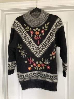 Rochelle California Women's Knitted Sweater Medium VTG 1980s Shoulder Pad Mohair
